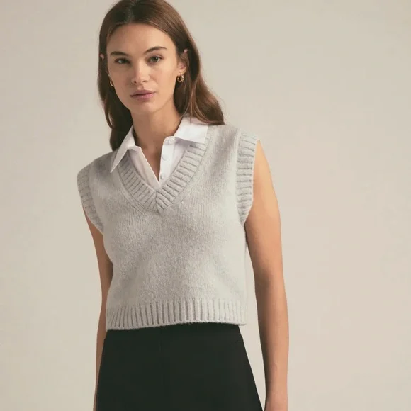 Favorite Daughter The Leigh Collar Sweater Vest in size small grey - Picture 1 of 5